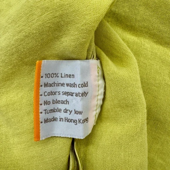 Fridaze 100% Linen Chartreuse Sailor Button-Up Jacket Size Small - Picture 3 of 7